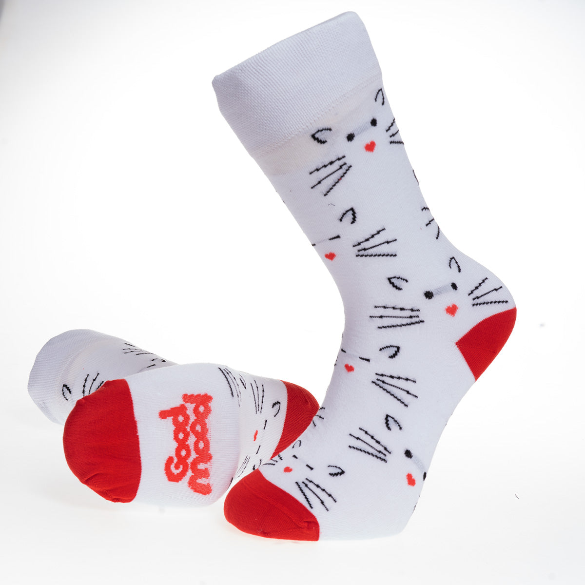 White Printed-European Made - Egyptian Cotton Socks - Premium Cotton Fun socks with Soft Elastic